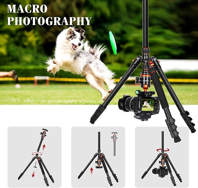 2 in1 Tripod for Camera & Hunting Tripods, 68" Camera Tripods & Monopods with Removable Handle, Aluminum Rifle Tripod & Shooting Stand, Heavy Duty Tripods for DSLR,Canon,Nikon,Sony, Extra Carry Bag