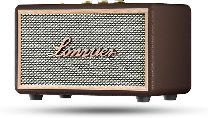 Retro Wooden Portable Wireless 10000mAh Battery Loud Bass Subwoofer TWS Bluetooth Speaker with AUX Input, SD Card Slot, USB Port for Outdoor Party (Brown)