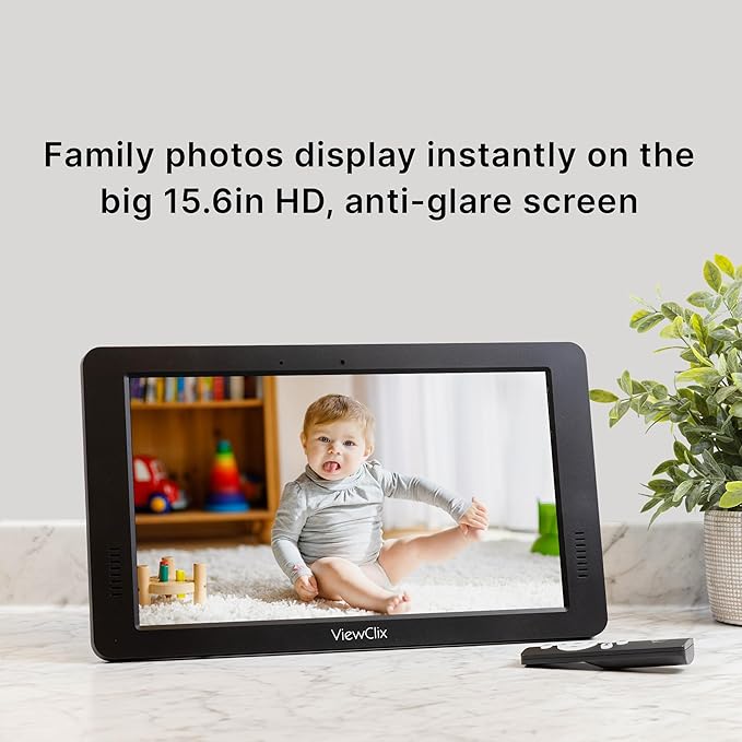 Smart Frame by ViewClix, The Digital Picture Frame with Video Calling | Share Photos & Videos | Add Captions | Designed for Grandparents | Share from Phone | 1 Month Membership Included, 15.6”