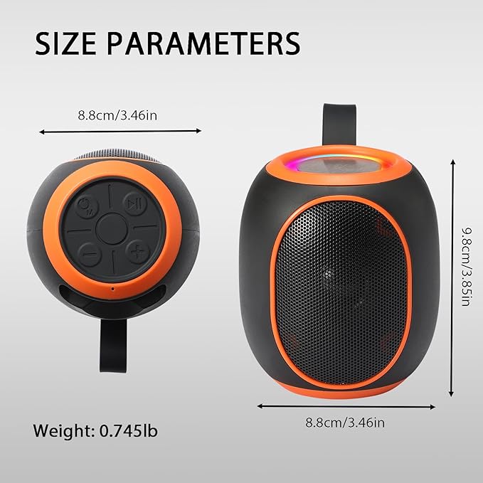 WS-338 Mini Bluetooth Replica Speaker – Portable HD Sound with LED Ring Light, Built-in Microphone, USB/TF Support, Surprise Gift for Music Lovers(Black Orange)