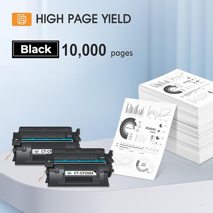 58X CF258X Toner Cartridge Black M404n Compatible Replacement for HP 58X CF258X 58A CF258A Toner Cartridge for HP Laserjet Pro M404dn MFP M428fdw M428fdn M428dw Printer Ink High Yield 2 Pack