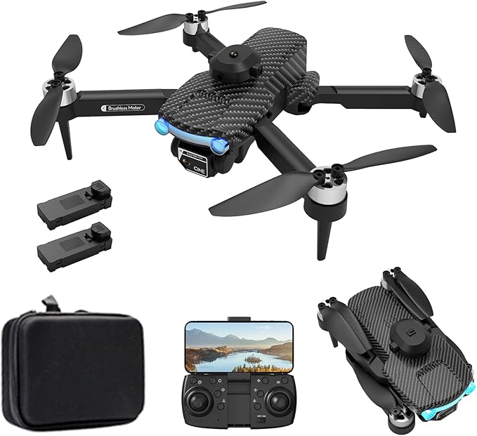 Drone with Camera 8K EIS Anti Shake Camera FPV Drone, RC Quadcopter with Brushless Motor, 50x zoom,360° Obstacle Avoidance, Follow Me, Optical Flow, Headless Mode and 2 Batteries for Adults