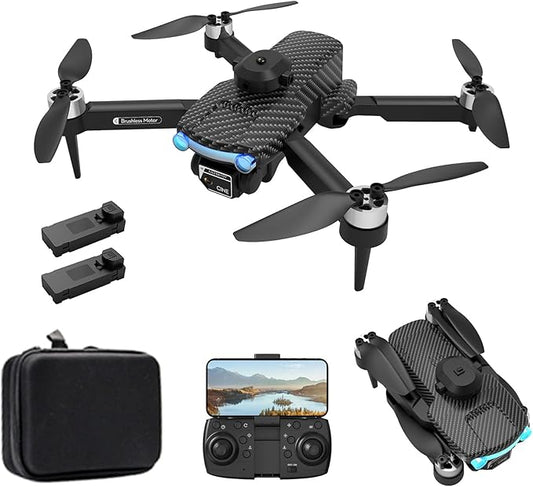 Drone with Camera 8K EIS Anti Shake Camera FPV Drone, RC Quadcopter with Brushless Motor, 50x zoom,360° Obstacle Avoidance, Follow Me, Optical Flow, Headless Mode and 2 Batteries for Adults