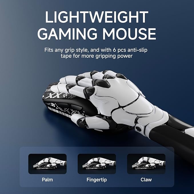 EWEADN X23Pro Wireless Gaming Mouse, 49g Lightweight Mouse, PAW3311 Sensor, 12000 DPI, 2.4G/BT5.0/USB-C Rechargeable Wireless Mouses with 6 Programmable Buttons for Laptop/PC/Mac, Black