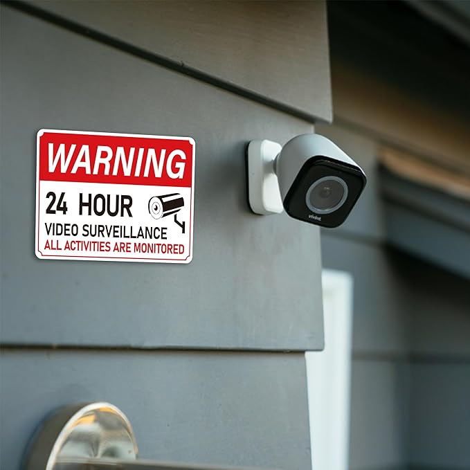 4PCS Video Surveillance Sign/All Activities Are Monitored, Waterproof Durable Security Camera Sign Sticker, Warning Signs for Home, Business, Property