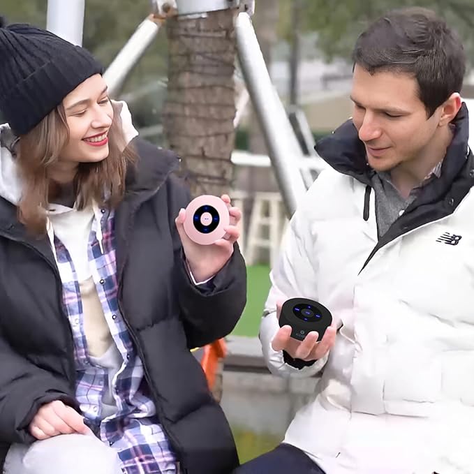 XLEADER Travel Case Packed, Upgraded, Bluetooth Wireless Speaker, Custom Bass Radiator, LED Touch Design, Tiny Pocket Speaker, Mic/TF Card/Aux, 15H Playtime, for Travel Kitchen Office, Space Silver