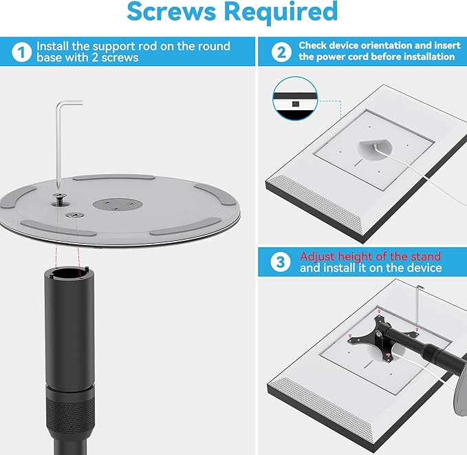 Almoz Riser Stand for Echo Show 21, Show 15 (All Generations), Adjustable Height with Swivel and Tilt, Aluminum Holder Stand for Show 21, Sturdy Non-Slip Base, Easy Screw Assembly (Riser-Black)