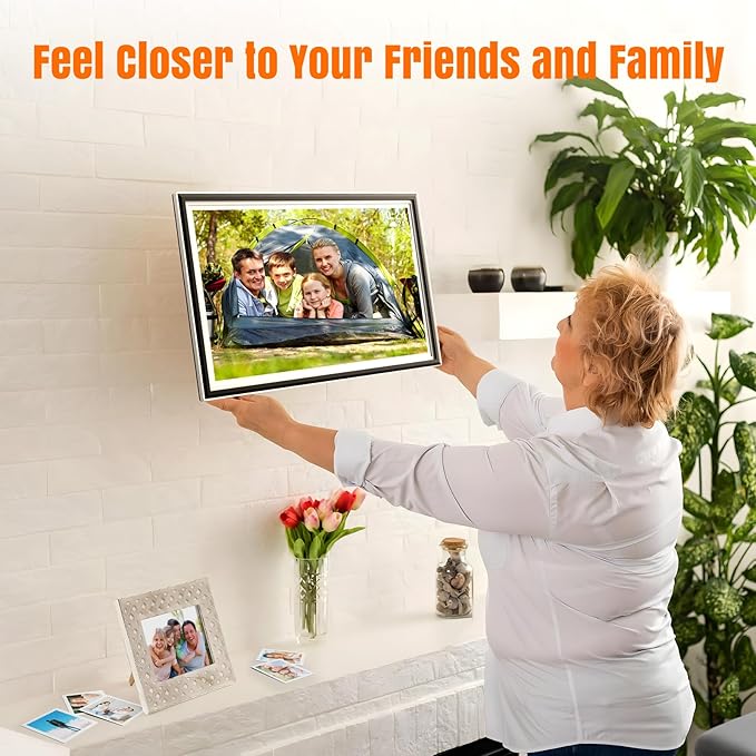 Smart WiFi Digital Picture Frame - 15.6-inch Full HD Touchscreen, 64GB Electronic Photo Frame Wall Mountable for Home Decor, Supports USB&SD Card, Share Precious Memories via Frameo App Anywhere