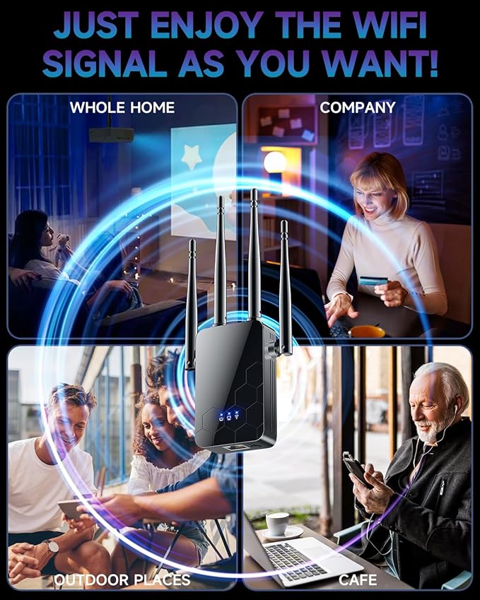 2025 WiFi Extender Internet Booster, 10000 Sq.ft Long Range Repeater Wireless Routers Amplifier, Mesh Wi-Fi 80% Faster | Broader Than Ever, Support More Network Devices at Home, 1-Tap Setup