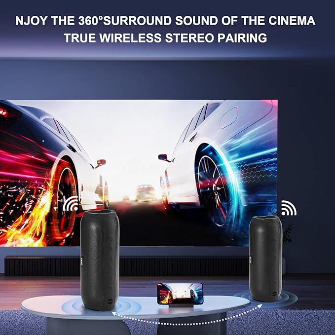 Bluetooth Speakers, Portable Bluetooth Speaker Wireless with 20W Loud Stereo Sound, TWS Pairing for Outdoor, IPX6 Waterproof Shower Speakers, 36H Playtime, Built-in Mic Radio Mode RGB Lights Speakers