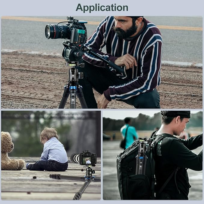 SIRUI 47.2" Carbon Fiber Tripod, Lightweight Compact Camera Tripod for Travel, 4-Section Legs, Twist Locks, Detachable Steel Spikes, Loads up to 26.5lbs/12kg