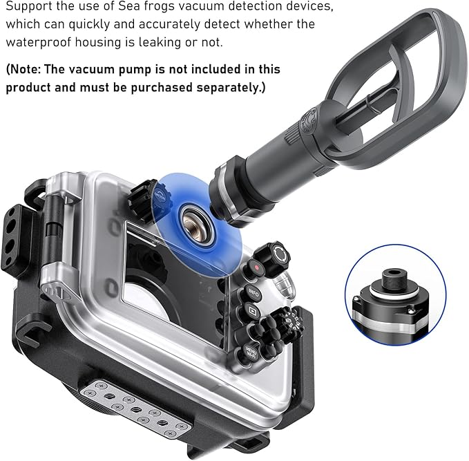 Seafrogs 60m/195ft Underwater Camera Housing for Olympus TG-6 – Waterproof Case with 52mm & 67mm Thread, Dual Fiber Optic Ports, Leak Detection, Stainless Steel Mounting Plate (TG-6-black)