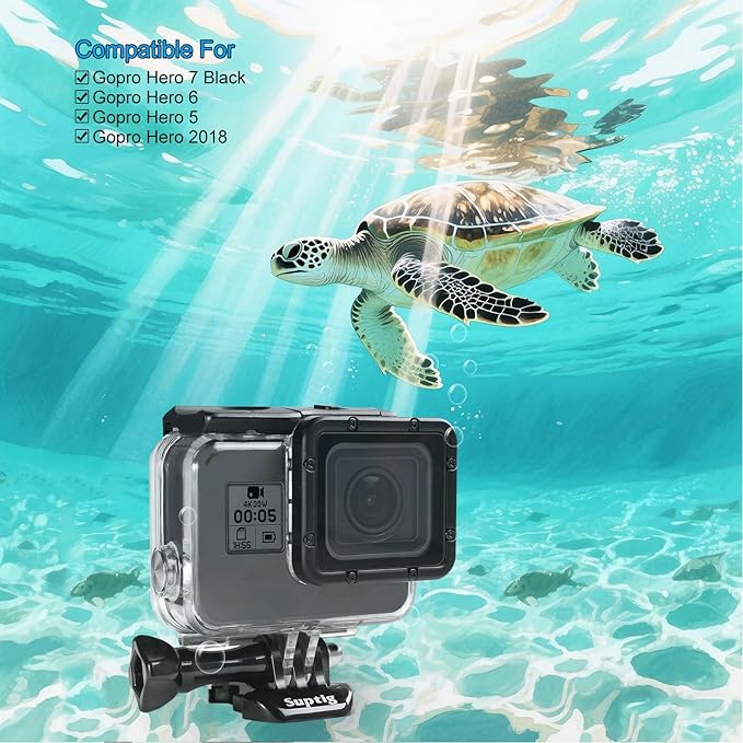 Suptig Waterproof Case, Dive Case for Gopro Hero 7 Black, Hero 6, Hero 5& 2018 Action Camera Waterproof 147ft(45Meters)
