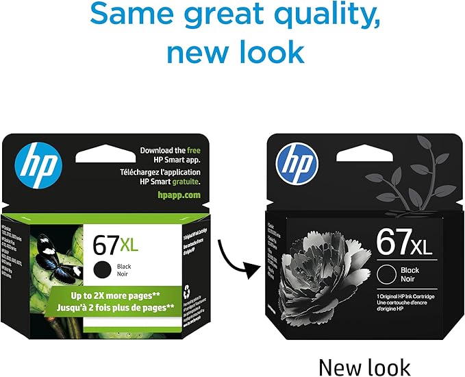 HP 67XL Black High-yield Ink Cartridge for HP Printers | Works with Printer Series: DeskJet 1255, 2700, 4100, ENVY 6000, 6400 Series | Eligible for Instant Ink | 3YM57AN | Packaging May Vary