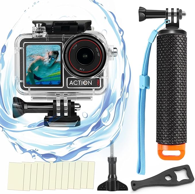 BO&DQQ Underwater Waterproof Case Compatible with DJI Osmo Action 5 Pro/Action 4/Action 3, 164FT/50M Dive Diving Housing Cover Shell with Camera Handle Mount Accessories Kit