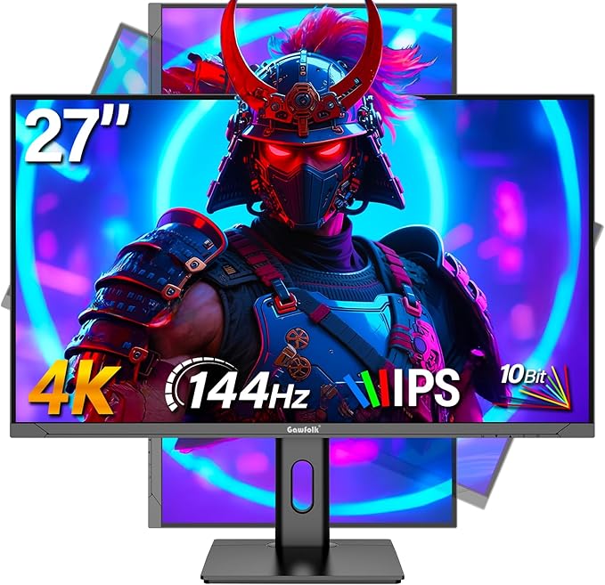 27 Inch 4K Gaming Monitor IPS, UHD 3840 x 2160p 144Hz PC Computer Monitors IPS Screen for Home & Office, HDMI, DisplayPort, Wall Mount Compatible