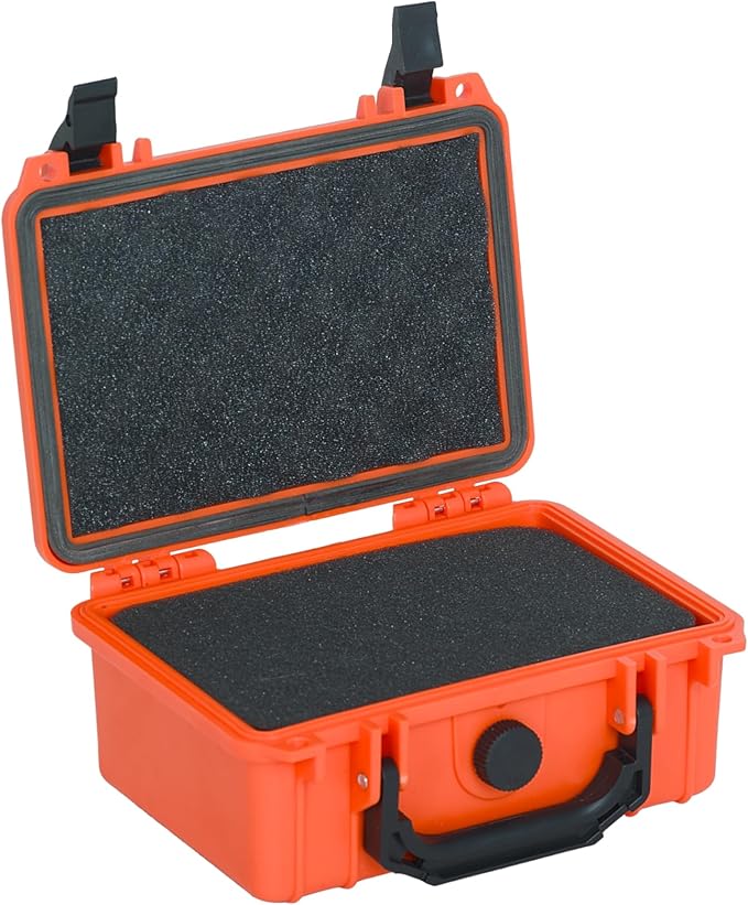 MEIJIA Portable All Weather IP67 Waterproof Protective Case, Hard Case,Camera Case With Customizable Foam,Fit Use of Drones, Cameras,Equipments, 8.12”x6.56”x 3.56” (Orange)
