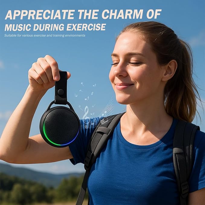 Portable Bluetooth Speaker, Lightweight, IPX7 Waterproof, 20 Hour Playback time with RGB Lighting, Suitable for Various Sports Scenes, a Gift for Both Men and Women (Black)