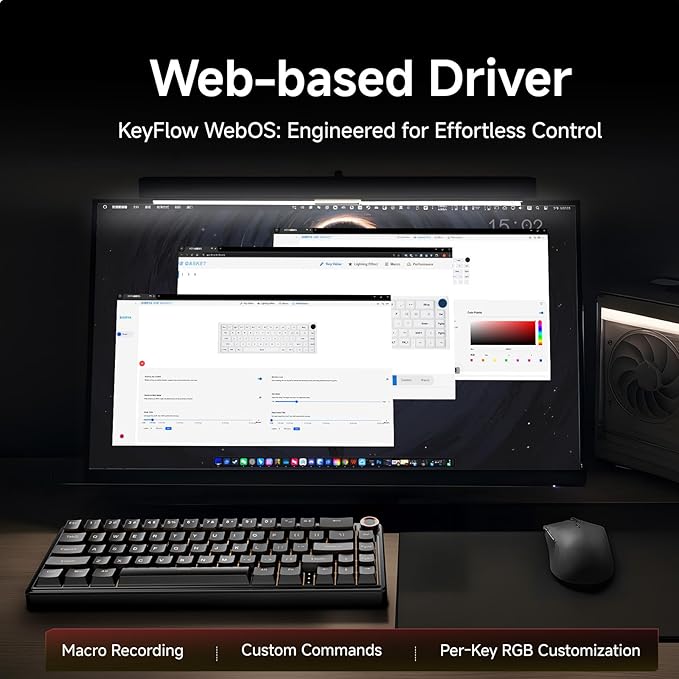 DIERYA DK68E 60% Mechanical Gaming Keyboard, Hot-Swappable Gasket-Mount Creamy Sound, Programmable, Volume Knob, RGB Backlit, Double-Shot Keycaps, 5-Layer Foam, Pre-Lubed Switches, USB-C Wired, Black