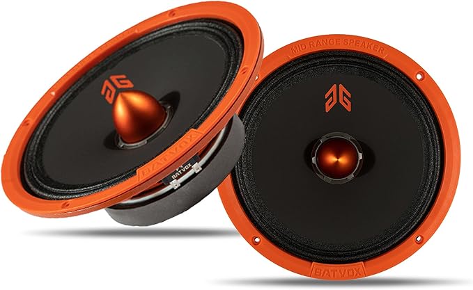 MX80E1 Midrange Loudspeaker 8" Orange Bullet, 560W Max, 6 Ohms, Premium Quality Audio Door Speakers for Car or Truck Stereo Sound System, Orange (2 Speaker)