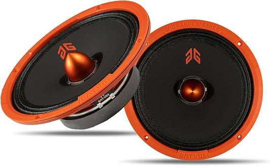 MX80E1 Midrange Loudspeaker 8" Orange Bullet, 560W Max, 6 Ohms, Premium Quality Audio Door Speakers for Car or Truck Stereo Sound System, Orange (2 Speaker)