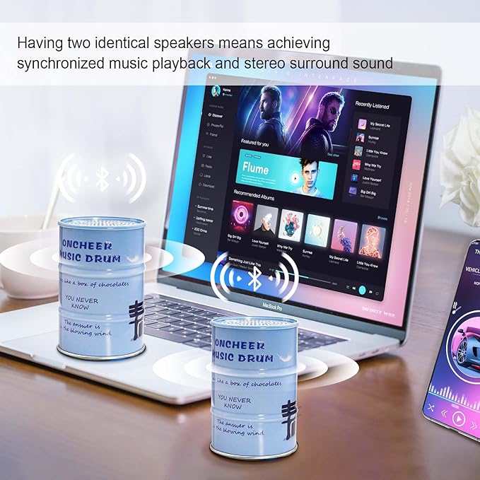 Oil Drum Wireless Bluetooth Speaker, Small Metal Speaker with American Flag Pattern, Mini Portable Speaker 12 Hours Playing Music, TWS Pairing Stereo Speaker, Gifts for Family, Friends