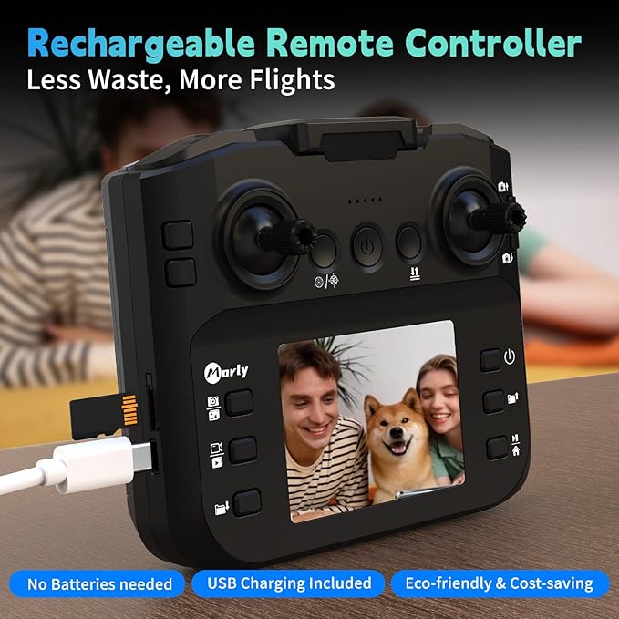 M18LCD FPV Drone with 1080P Camera Brushless Motor Optical Flow Positioning Headless Mode One Key Takeoff/Landing RC Quadcopter for Adults