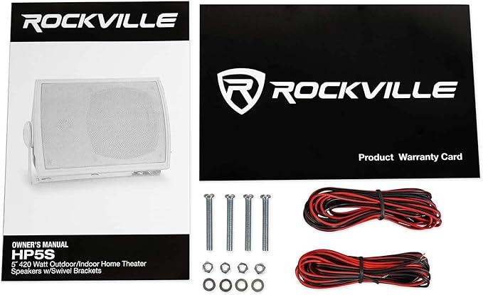 Rockville Pair HP5S 5.25" Outdoor/Indoor Home Theater Speakers w/Swivel Bracket, White