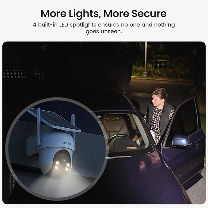 AOSU Security Cameras Wireless Outdoor, 6-Cam Kit, No Subscription, Homebase Expandable to 1TB (32GB Built-in), 5MP Solar Camera Wireless Outdoor, 360° Pan & Tilt, Human Auto Tracking, Easy Setup