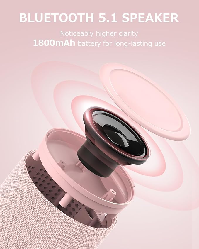 COLSUR Bluetooth Speaker, Magnetic Wireless Charger, Bluetooth Speakers with Night Light, 2 in 1 Wireless Charging Station for iPhone 16/15/14/13/12 Series, AirPods Pro/3/2（Gift Ideal） (Pink)