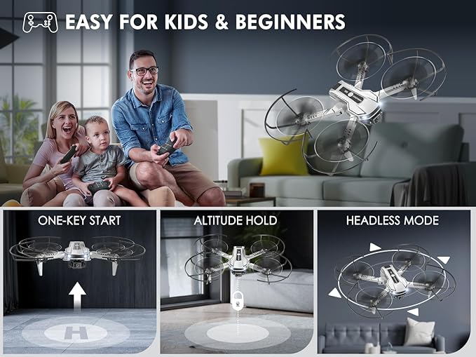 AVIALOGIC Mini Drone with Camera for Kids,RC Helicopter FPV RC Quadcopter with 1080P HD Live Video Camera,Altitude Hold,Gravity Control,2 Batteries,Birthday and Xmas Gifts Toys for Boys Girls,Silver