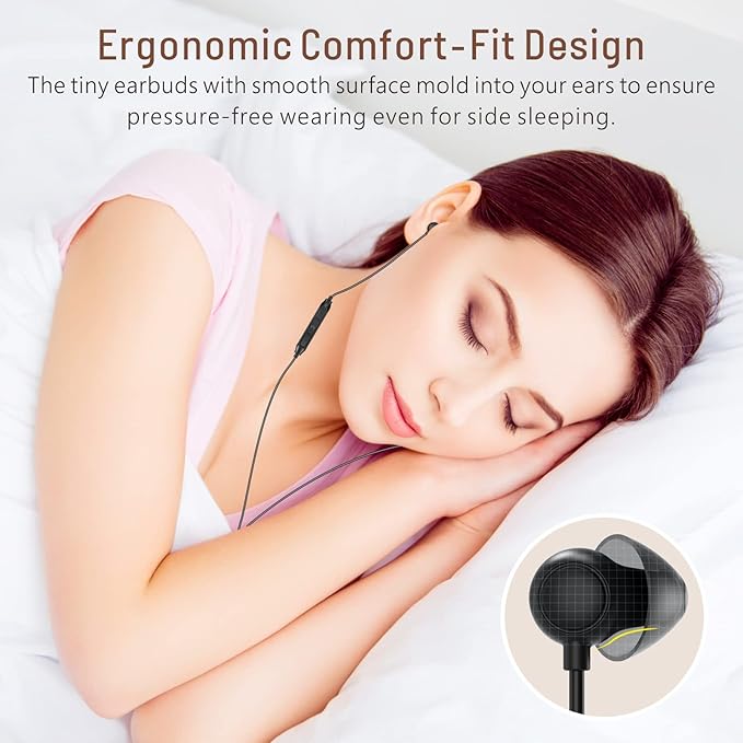 Hearprotek Sleep Earbuds, 2 Pairs Soft Comfortable in-Ear Earphones with Mic-Low Profile Noise Reduction Headphones for Sleeping on Side, Snoring, Yoga, Travel, Mediation & Relaxation