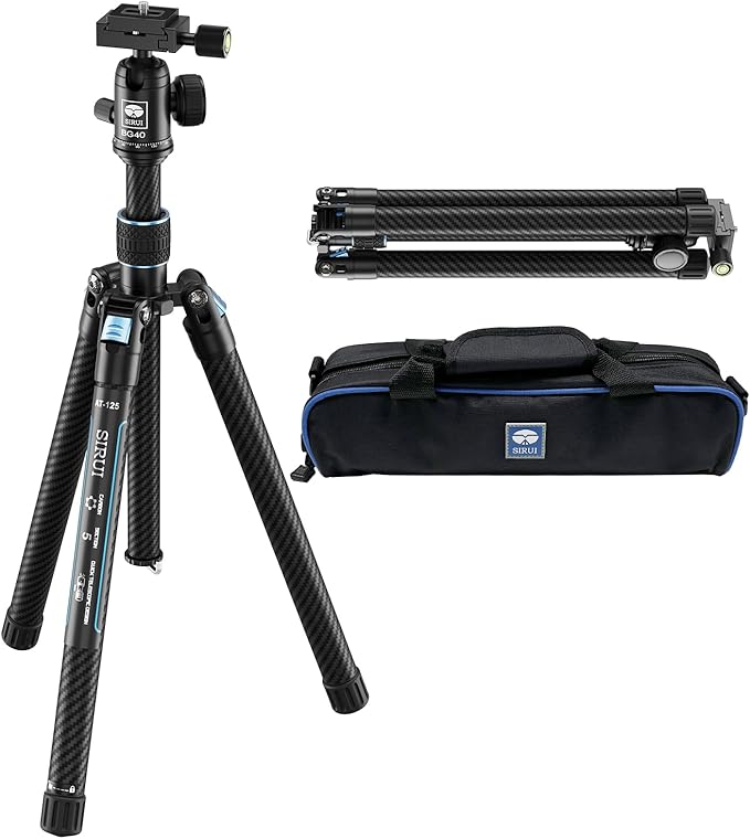SIRUI 60" Carbon Fiber Tripod for Camera with 360° Panoramic Ball Head, Arca QR Plate, Compact Lightweight 2.1lbs Travel Tripod for DSLR Video Camcorder, Max Load 10kg, Traveler X-III