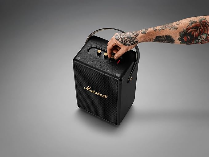 Marshall Tufton Portable Bluetooth Speaker, Black & Brass