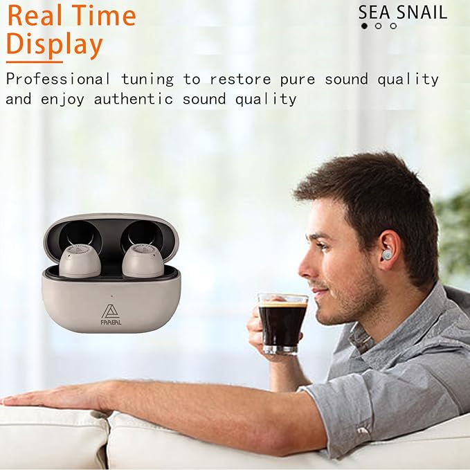 FAAEAL Bluetooth 5.3 Wireless Earbuds with Wireless Charging Case,Waterproof Stereo Headphones in Ear Built in Mic Headset Premium Sound with Deep Bass for Sport(Grey)