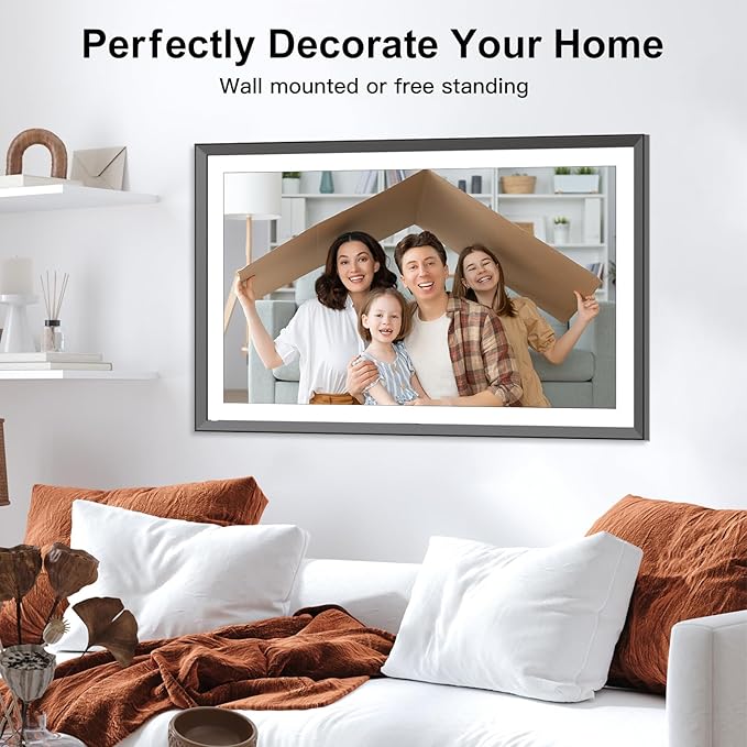 Large Digital Picture Frame 15.6-Inch-WiFi-Photo-Frame - 1920*1080 FHD Touch Screen Digital Frame, 32GB, Tabletop&Wall Mounted, Auto Rotate, Load Photo Video from Phone via APP or Email, Gifts for Mom