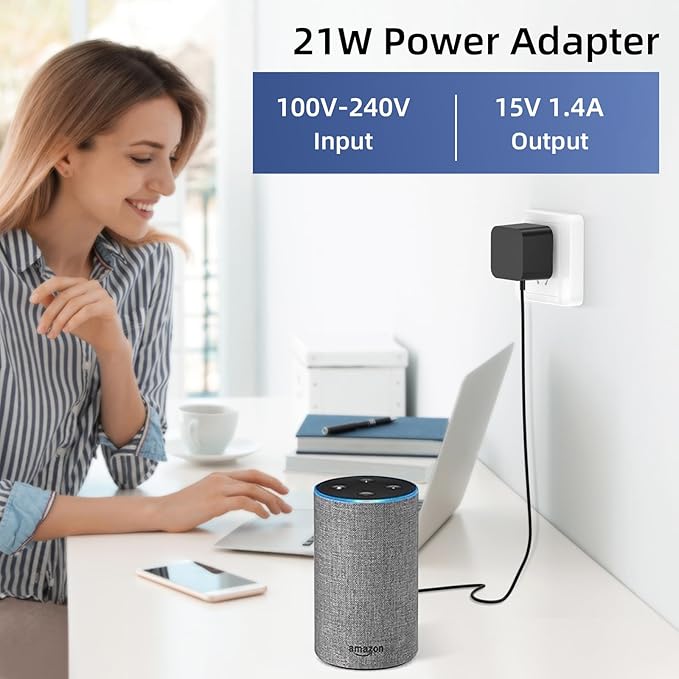 21W Power Adapter for Amazon Echo (1st & 2nd Generation) Echo Show (1st Gen) Echo Plus (1st Gen) Fire TV (2nd Gen) Echo Look Echo Link AC DC Adapter Supply