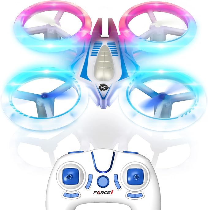 Force1 UFO 4000 Mini Drone for Kids - LED Remote Control Drone, Small RC Quadcopter for Beginners, 2.4GHz Remote Control, 360 Flips, 2 Speed UFO Flying Toy for Kids, 2 RC Toy Batteries