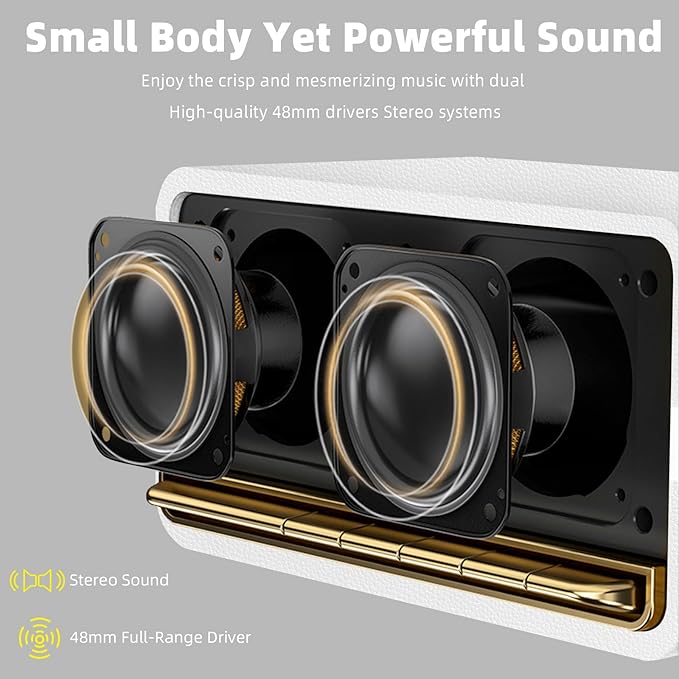 Edifier Retro Wood Bluetooth Speaker, Wireless Portable Speakers with 20W Stereo Sound, Vintage Decor Speaker with AUX,USB Soundcard Micro SD White