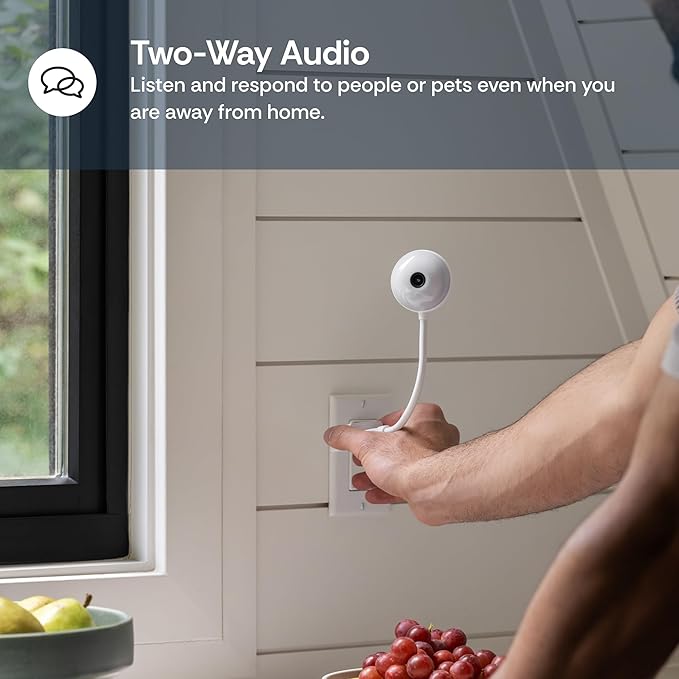 2-Pack Luna Small Indoor Cameras for Home Security, 2.4GHz Wi-Fi, Color Night Vision, Smart GenAI Motion Detection, w/Spotlight, Flexible 6in USB Short Cord, Camera for Apartment