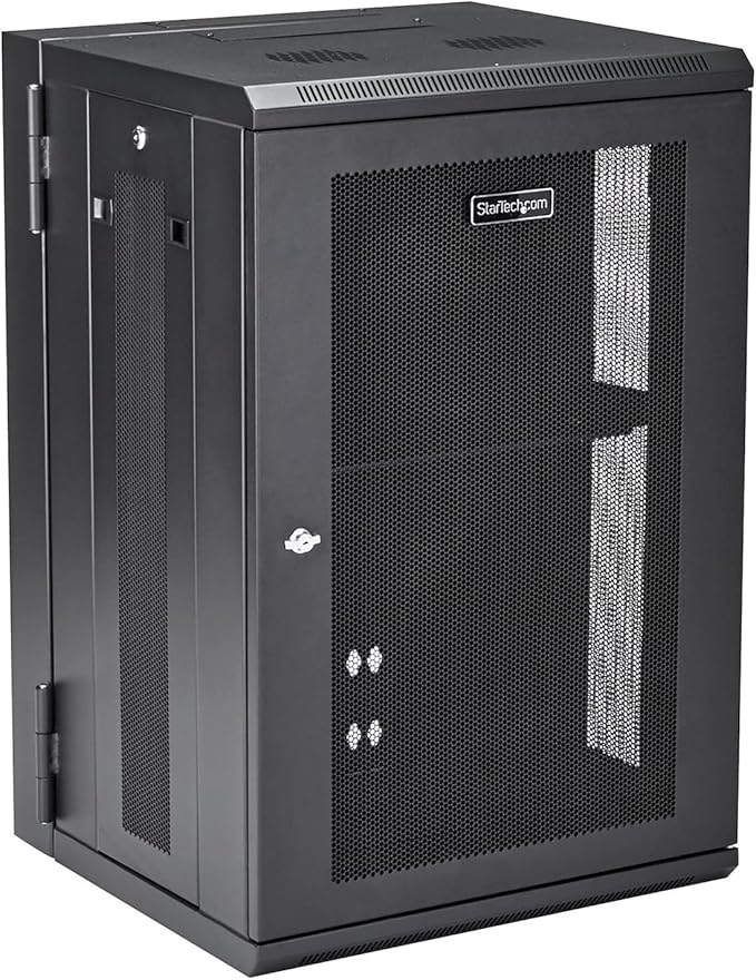 StarTech.com 4-Post 18U Wall Mount Network Cabinet w/ 1U Shelf, 19" Wall-Mounted Server Rack Kit for IT / Data Computer Equipment, Ships Fully Assembled