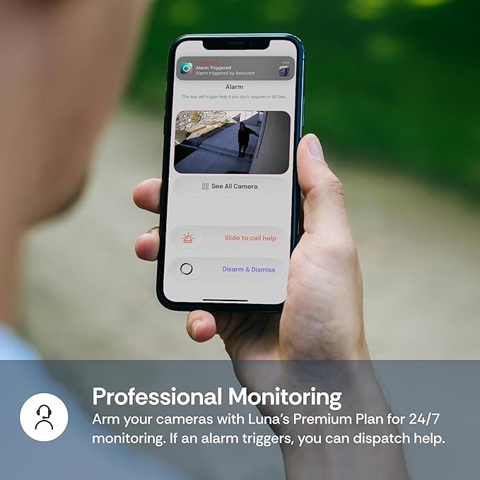 2-Pack Luna Small Indoor Cameras for Home Security, 2.4GHz Wi-Fi, Color Night Vision, Smart GenAI Motion Detection, w/Spotlight, Flexible 6in USB Short Cord, Camera for Apartment