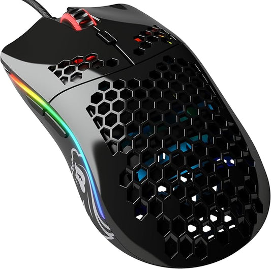 Glorious Model O- (Minus) Compact Wired Gaming Mouse - 58g Superlight Honeycomb Design, RGB, Pixart 3360 Sensor, Ambidextrous, Omron Switches - Glossy Black