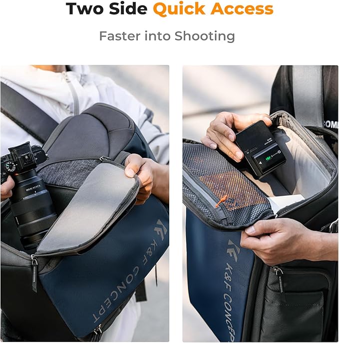 K&F Concept Camera bags Waterproof 25L Large Capacity Camera Case with Raincover Camera Case 15.6 Inch Laptop Compartment Compatible with Canon/Nikon/Sony/DJI Mavic Drone Travel Camera Backpack