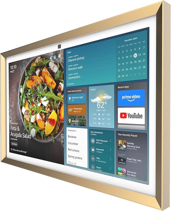 Aluminum Alloy Decorative Frame case for Echo Show 21 (Golden)