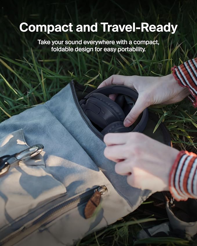 Belkin SoundForm Surround Bluetooth Over-Ear Headphones - Environmental Noise Cancelling Headphones - Wireless w/ 60H Playtime & Soft Ear Cups for iPhone, Galaxy, iPad, Travel, Home, or Office - Blue