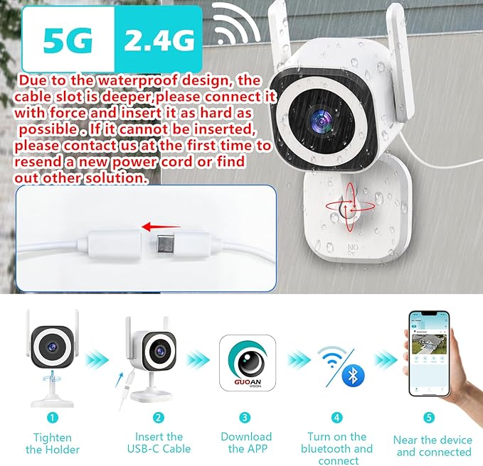 5G Outdoor/Indoor Cameras for Home Security, 3MP Baby Monitor Camera for Pet/Babies/Room/Cat/Dog/Nanny/Elder, IP66 Waterproof, 3 Night Vision, Alarm Siren, SD/Cloud