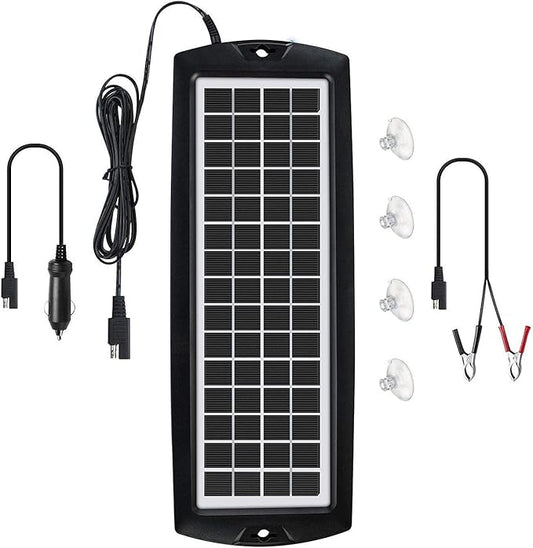 Sunway Solar Car Battery Trickle Charger & Maintainer 5W Solar Panel Power 12V Charger kit Portable Waterproof for Automotive RV Marine Boat Truck Motorcycle Trailer Tractor Powersports Snowmobiles