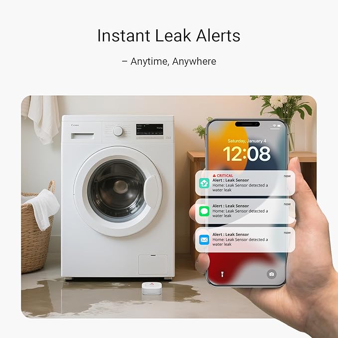 YoLink Water Leak Starter Kit: Hub + 4 Leak Sensor 1 (Silent), LoRa Long-Range, App/SMS/Email Alerts, D2D Offline Triggers, 2 AAA Up to 5-Year Battery, Works with Alexa/IFTTT/Home Assistant