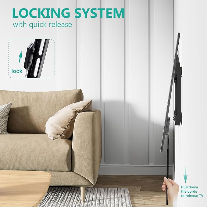 WALI TV Wall Mount Bracket for 37-90 Inch Flat Curved TVs up to 165 lbs, Low Profile Wall Mount Holds Your TV 1.1 Inch from The Wall, Mounting Holes up to 600x400mm (TTM-2), Black